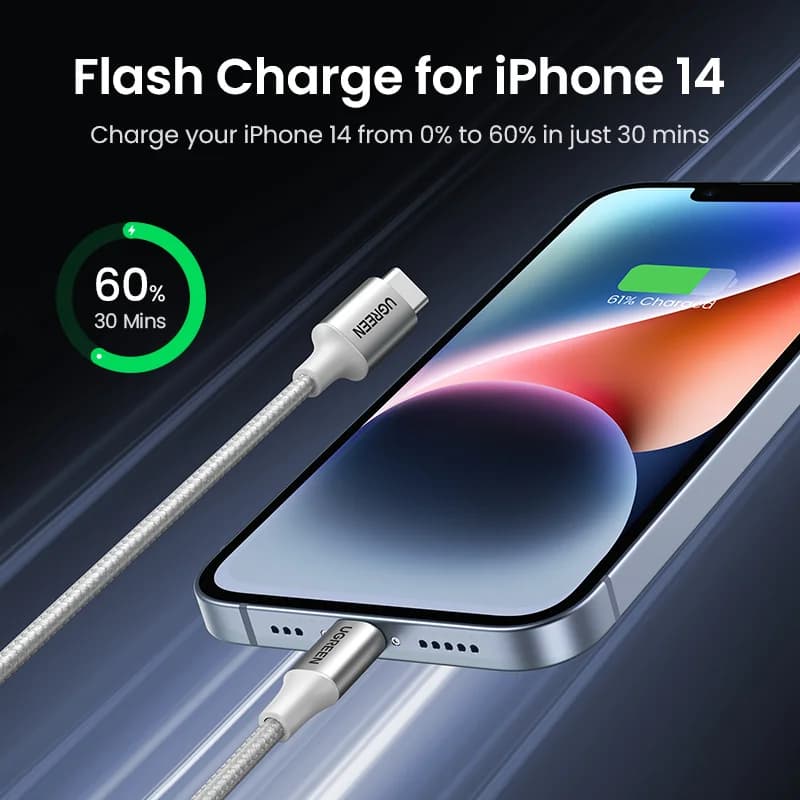 MFi USB-C til Lightning kabel, 30W PD hurtigopladning