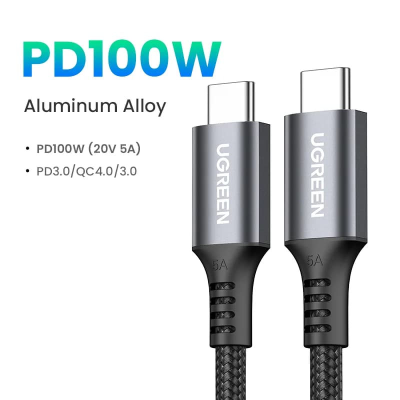 USB-C til USB-C kabel, 100W PD, 5A