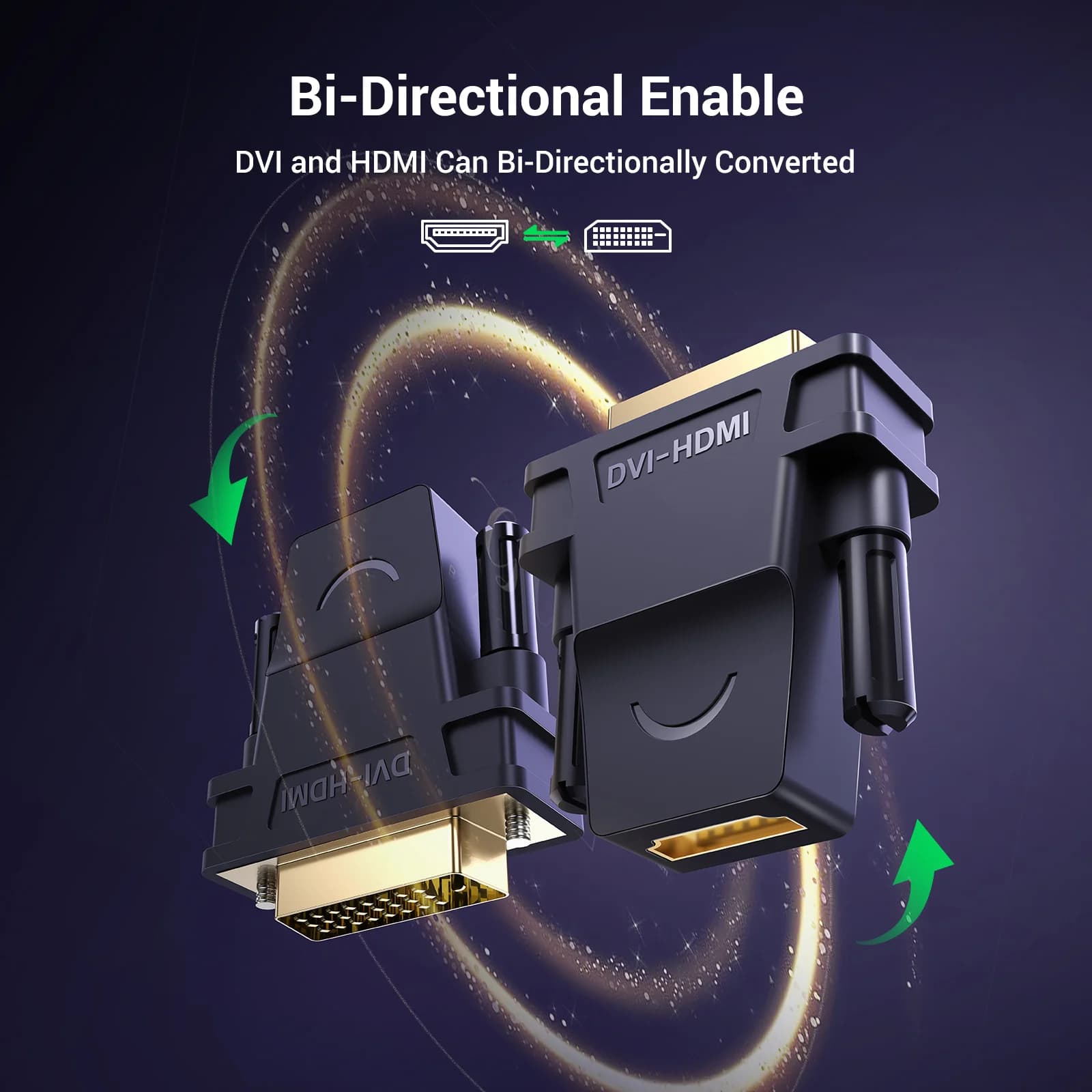 To-vejs DVI-D til HDMI adapter