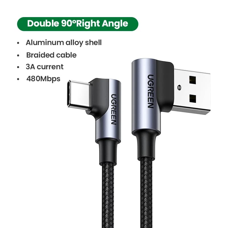 90-graders nylon USB-C til USB-C kabel