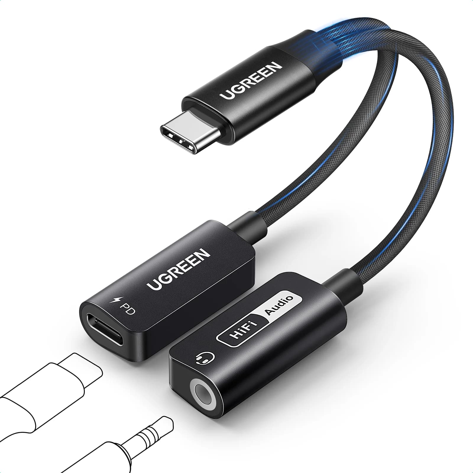 USB-C til 3,5 mm AUX lydadapter med DAC
