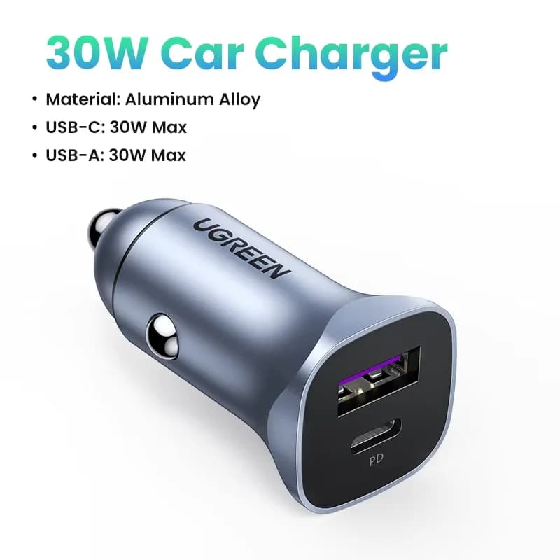 USB-C biloplader med Quick Charge
