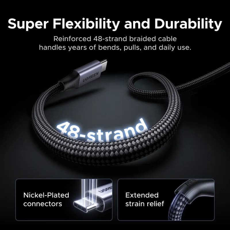 240W USB-C Magnetisk Flettet Opladningskabel