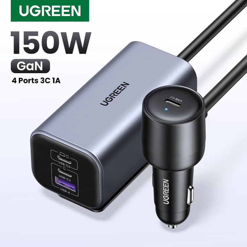 150W GaN Biloplader med 4 USB-porte