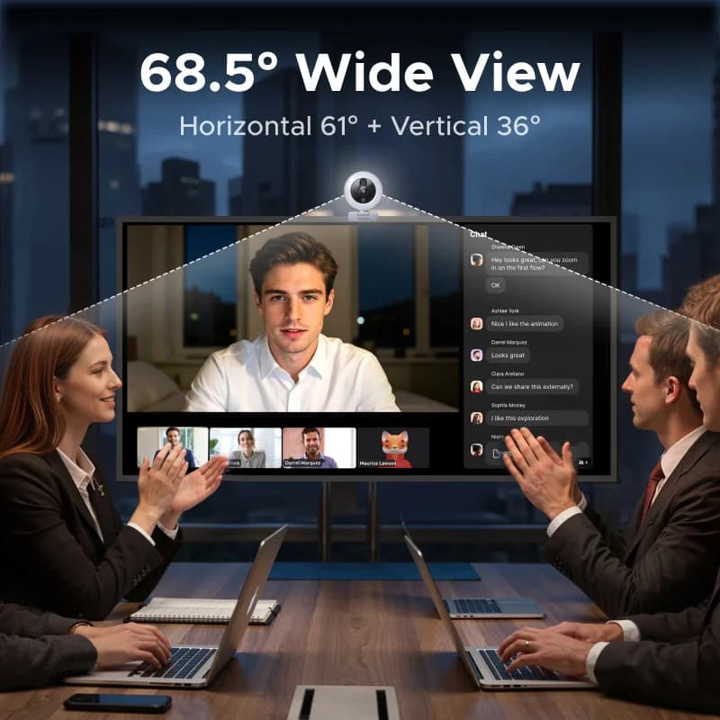 4K USB Webcam med Touch Ringlys og Privatlivsdækning