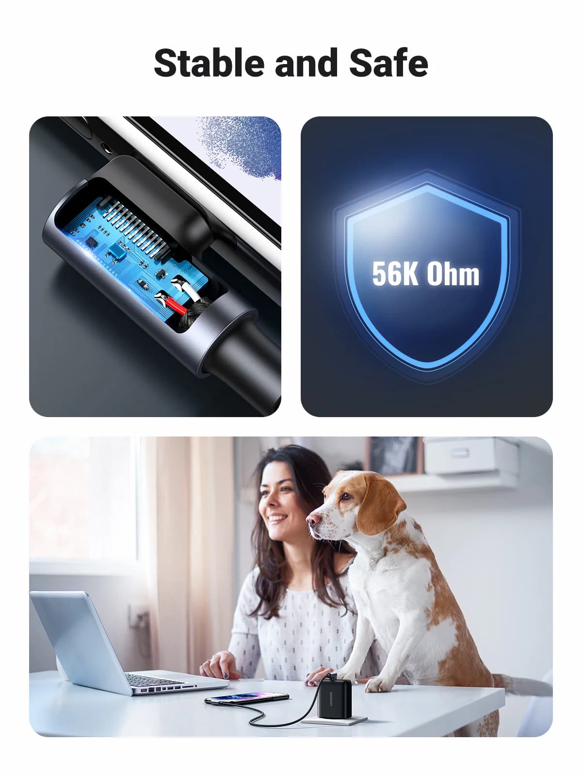 90-graders nylon USB-C til USB-C kabel