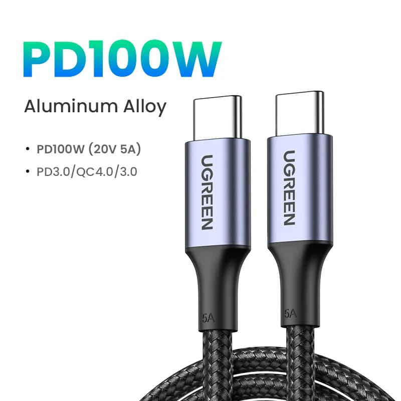 USB-C til USB-C kabel, 100W PD, 5A