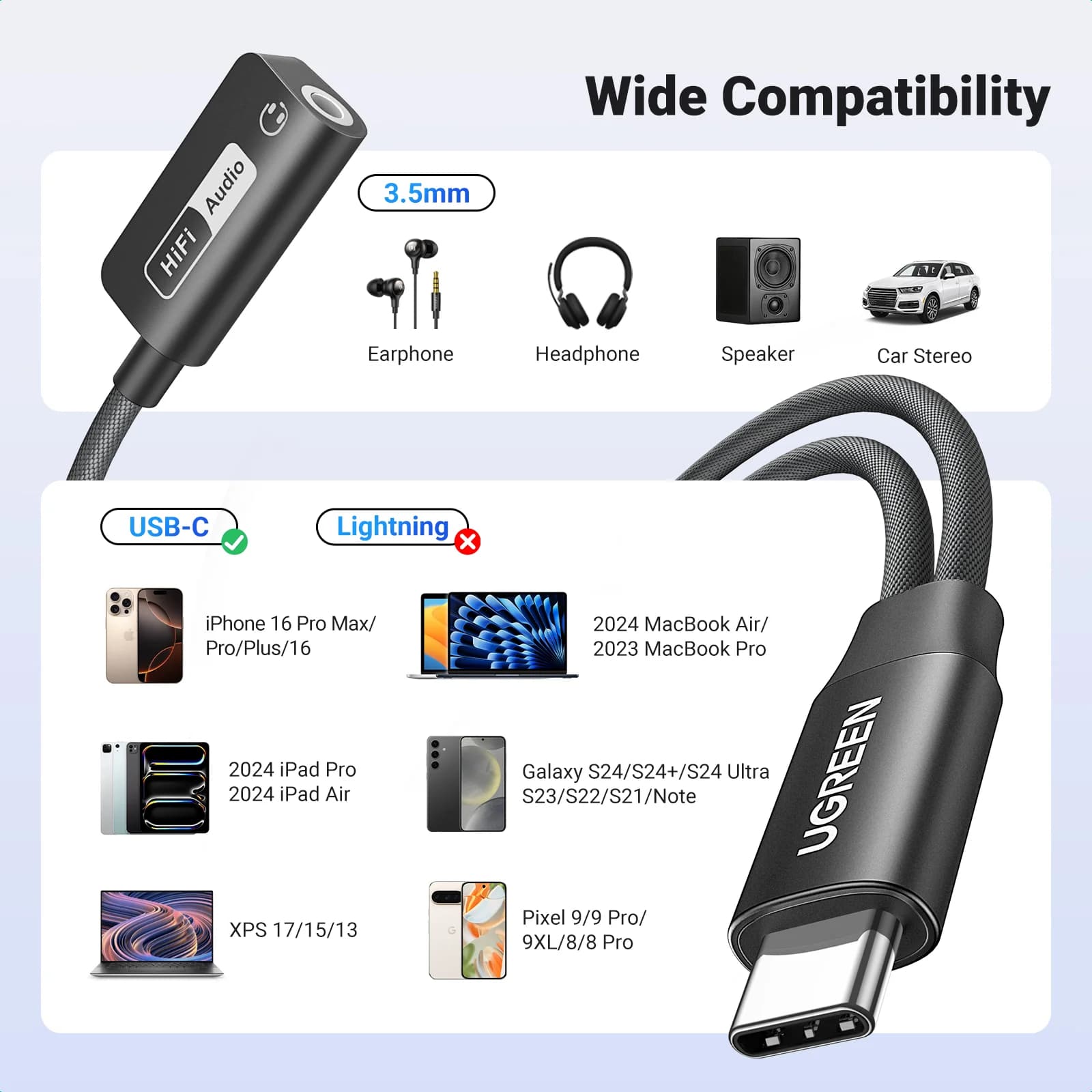 USB-C hovedtelefon- og PD-opladningsadapter