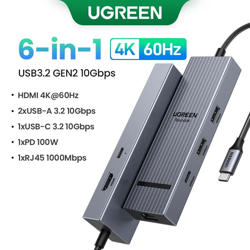 USB-C Hub med dobbelt HDMI & RJ45