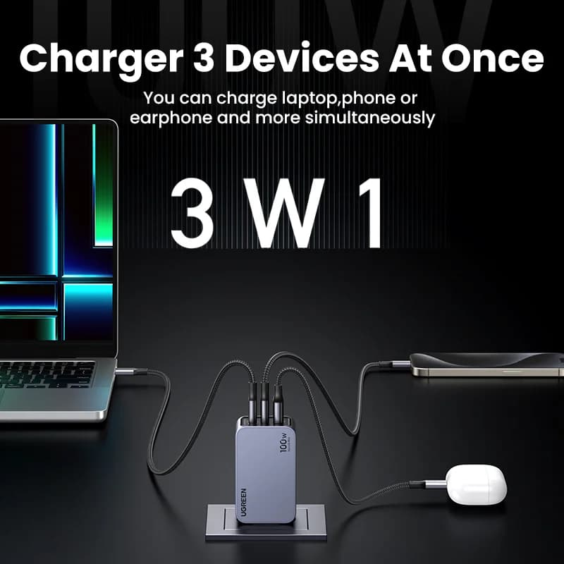 100W GaN USB-C hurtiglader, koreansk stik