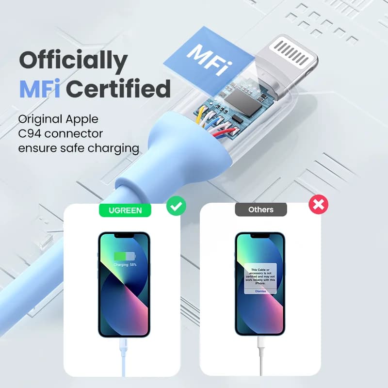 MFi Silikone USB-C til Lightning Hurtigladningskabel
