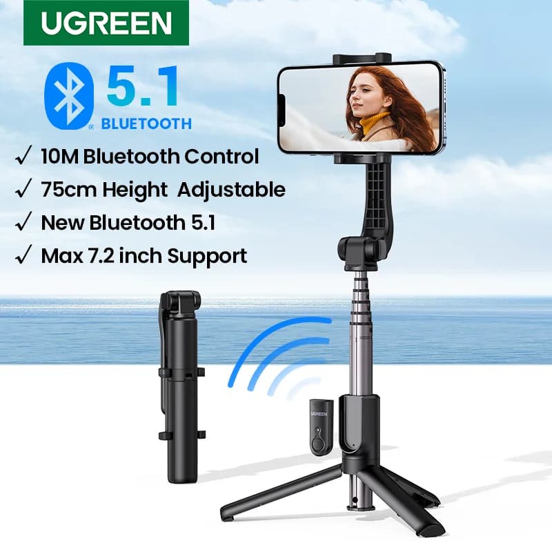 Bluetooth selfie-stick stativ med fjernbetjening