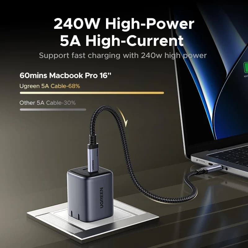 USB4 USB-C Kabel, 240W PD, 80Gbps Dataoverførsel
