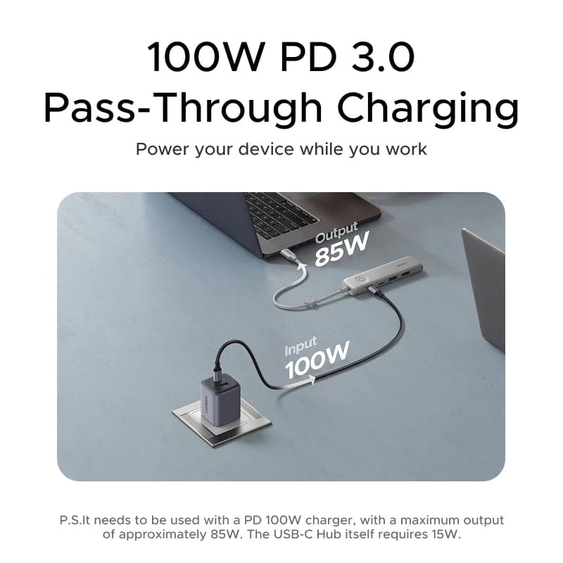 USB-C Hub med 4K HDMI, 10Gbps Data og Skærmlås