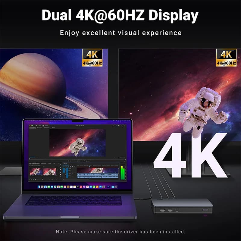 9-i-1 USB-C Dockingstation med Triple Display