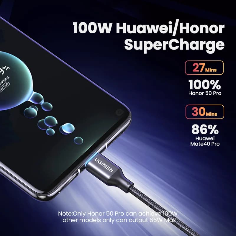100W USB-A til USB-C Super Charge-kabel