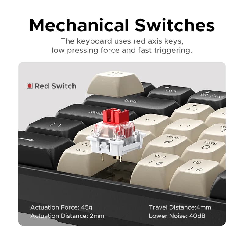 61-tasters mekanisk tastatur med PBT taster