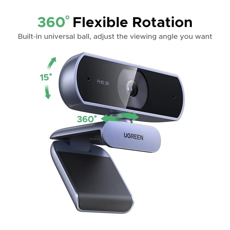 2K HD USB-webcam med automatisk lyskorrektion