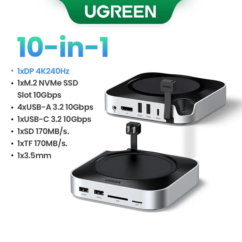 Mac Mini dockingstation med M.2 SSD-slot, 4K DP