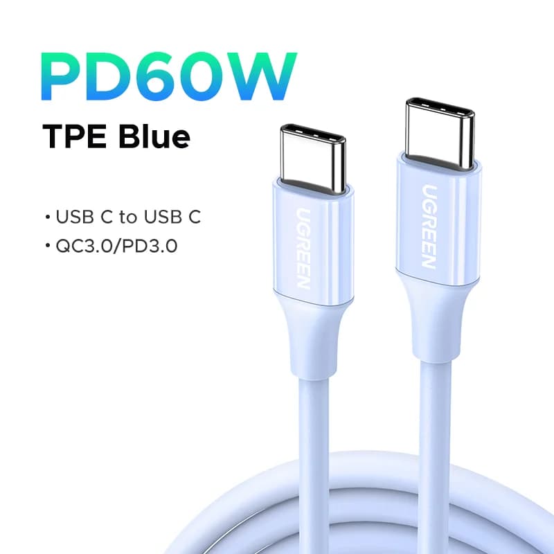 USB-C til USB-C kabel, 100W PD, Multifarvet