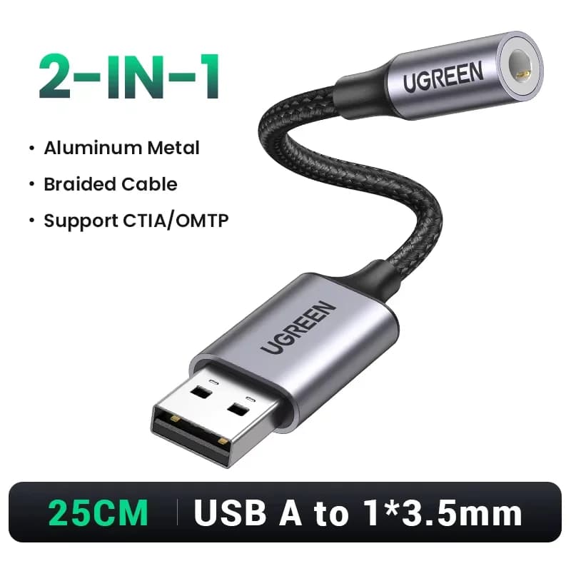 USB til 3.5 mm ekstern lydkortadapter