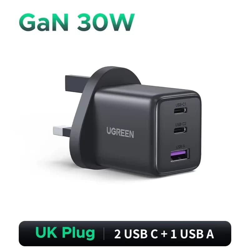 45W GaN USB-C Hurtigoplader, UK Stik