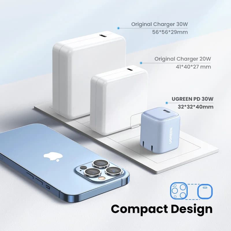 30W GaN USB-C Hurtigladningsvægoplader