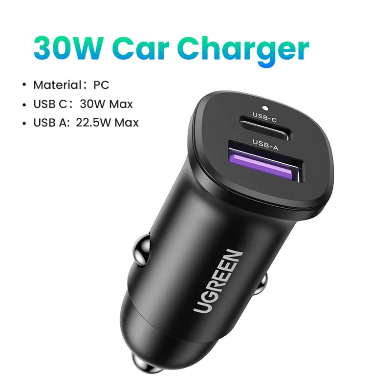 30W Quick Charge 4.0 USB-C biloplader
