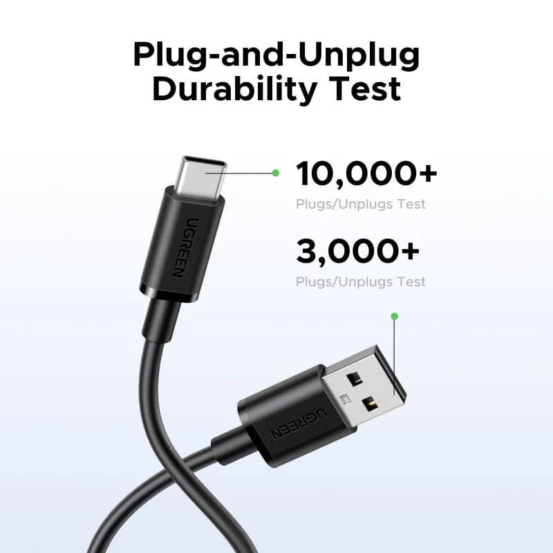 USB-A til USB-C kabel, 3A, 0,25-3m