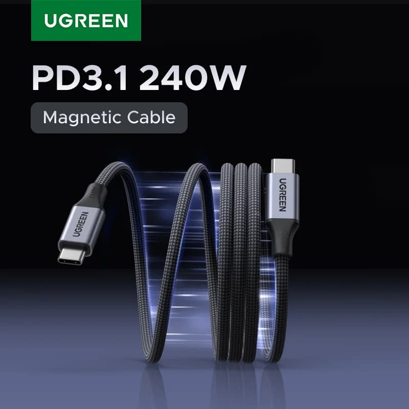240W USB-C Magnetisk Flettet Opladningskabel