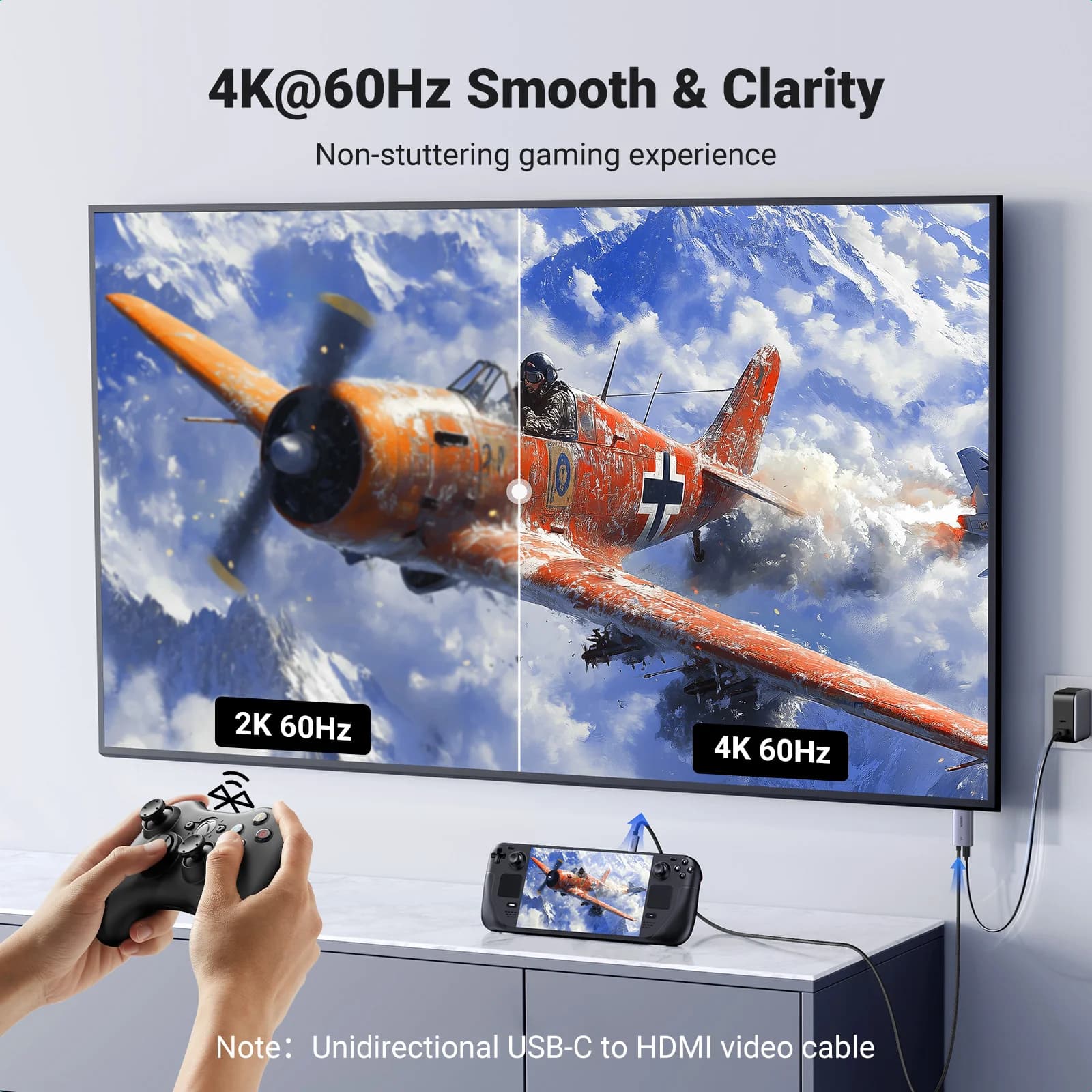 USB-C til HDMI-kabel, 4K@60Hz, 100W PD, 2m