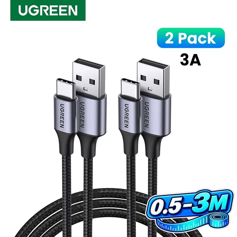 USB-C kabel 2-pakke, 3A, 0,25-3m