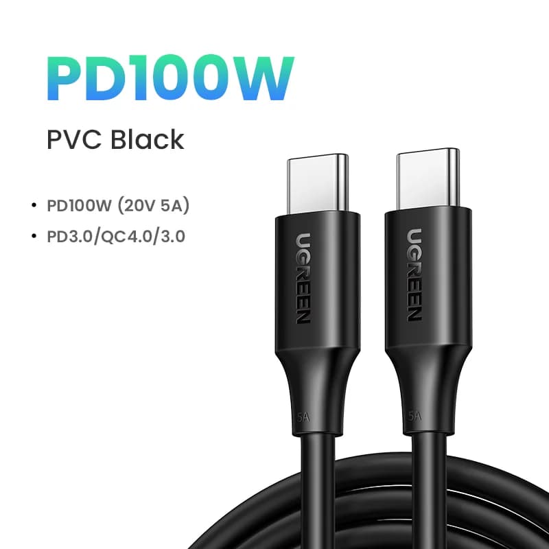 USB-C til USB-C kabel, 100W/60W PD, 0,5-3m