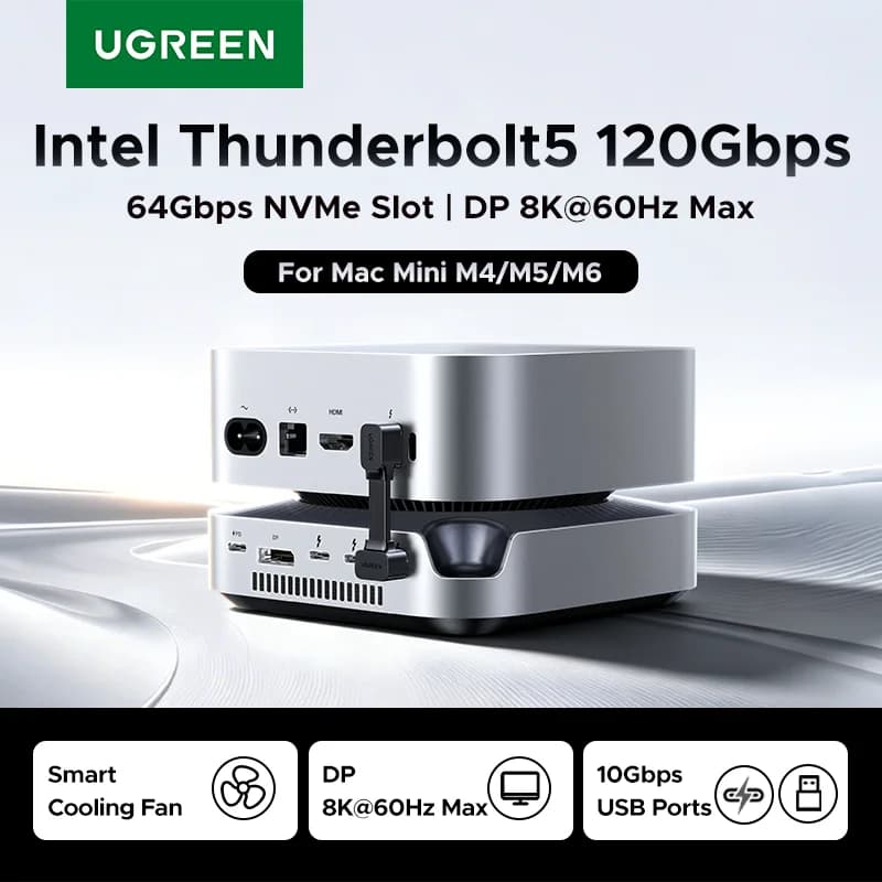 Thunderbolt 5 dockingstation med M.2 SSD-slot