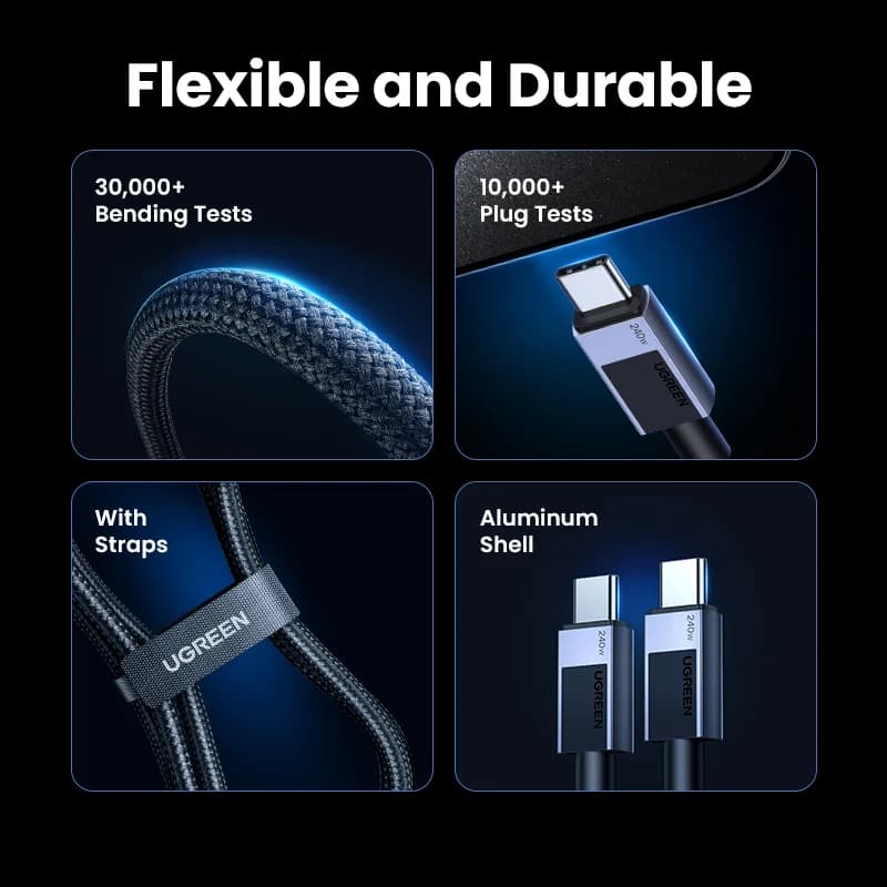 240W USB-C til USB-C kabel med PD3.1 hurtigopladning