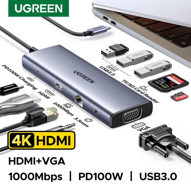 USB-C Dockingstation, Dual Monitor, PD100W