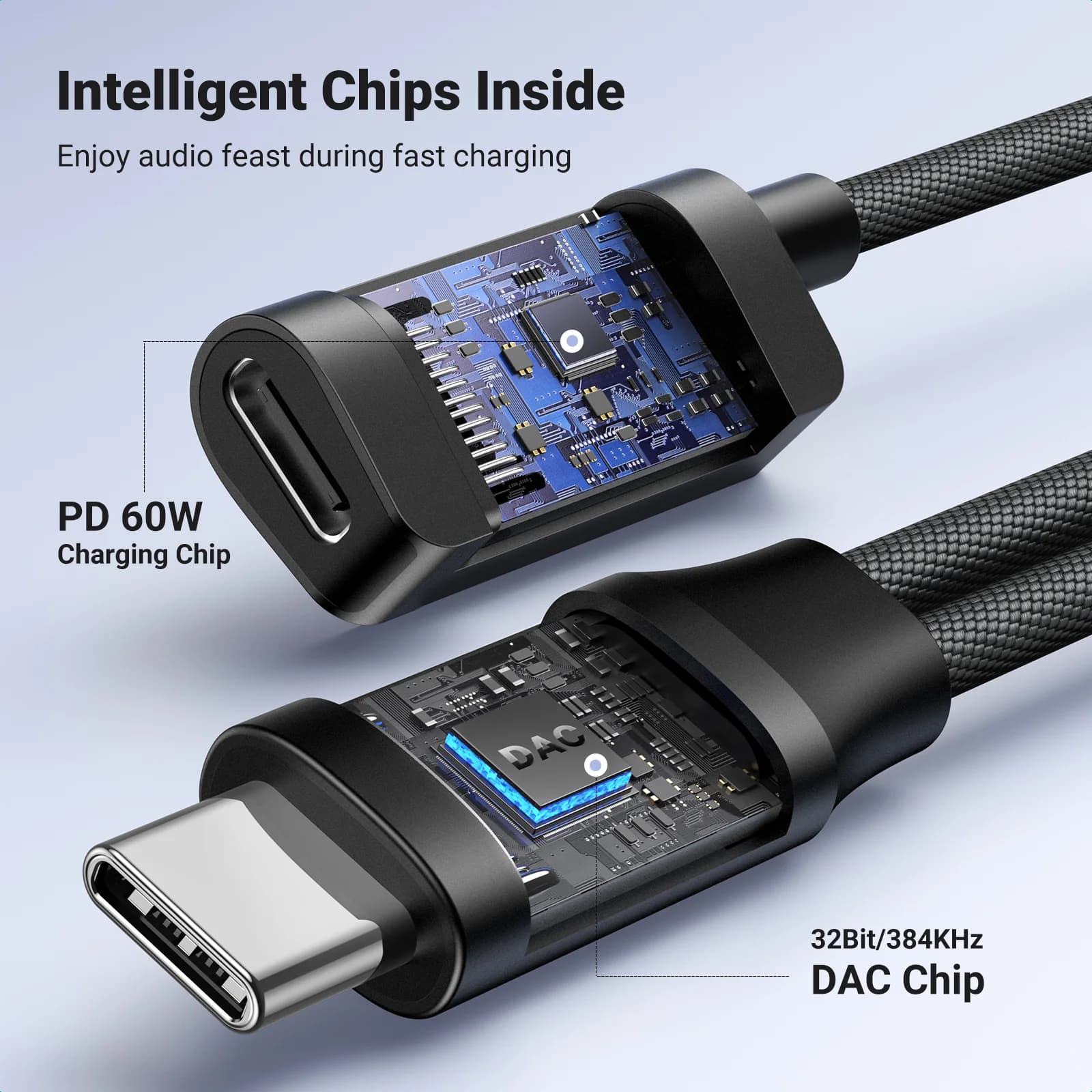 USB-C til 3,5 mm AUX lydadapter med DAC