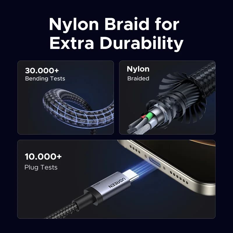 2-pak USB-C til USB-C kabel, 60W PD hurtigopladning