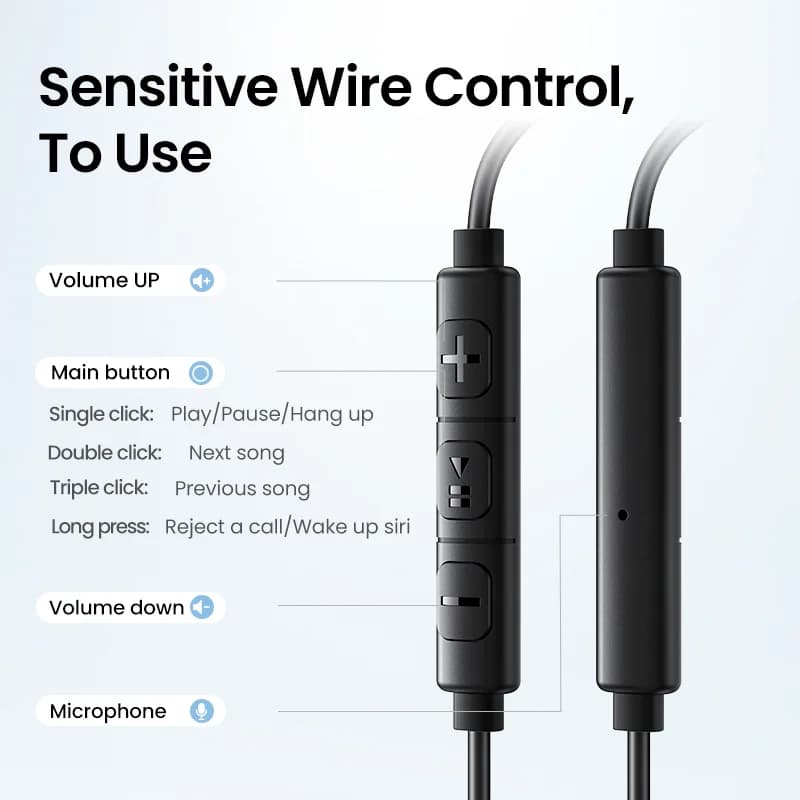 Halvåbnede trådbundne ørepropper med 3,5 mm jack og mikrofon