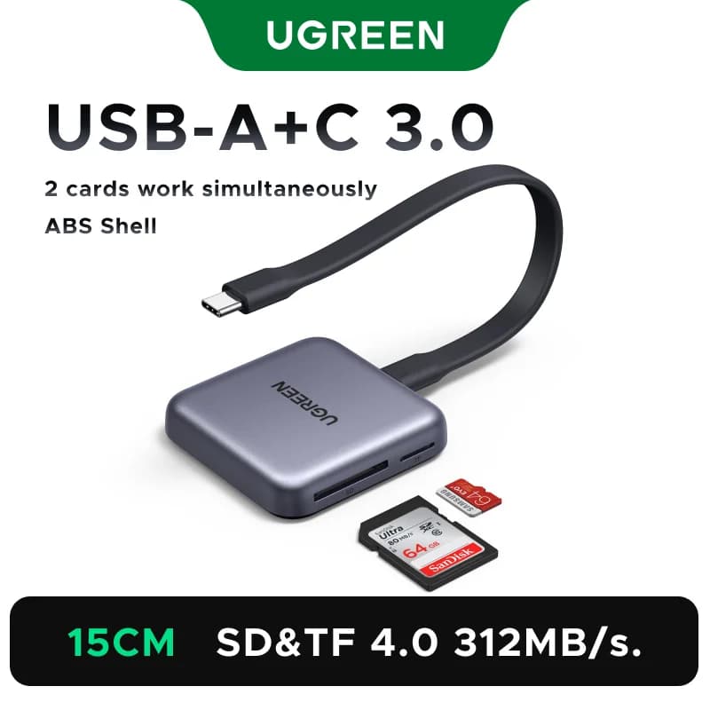 Magnetisk USB-C SD- og TF-kortlæser, 312MB/s