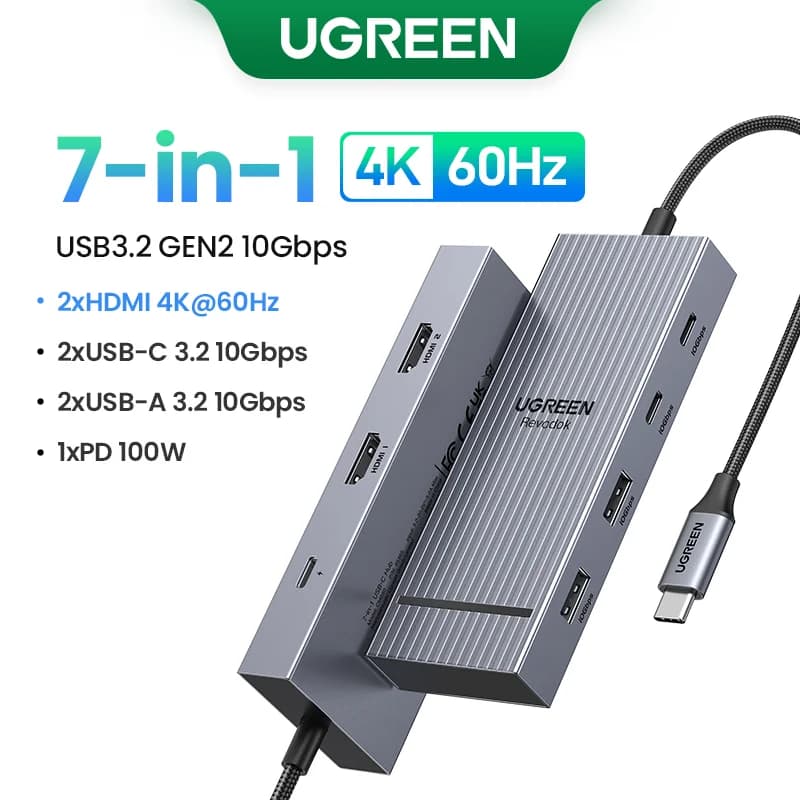 USB-C Hub med dobbelt HDMI & RJ45
