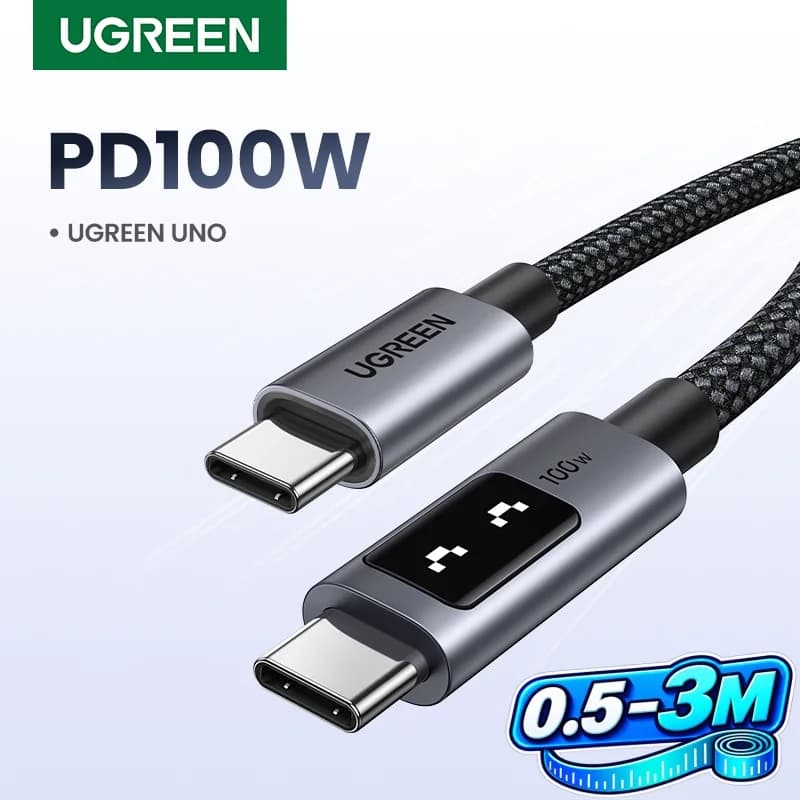 USB-C til USB-C kabel, 100W PD, 0,5-3m