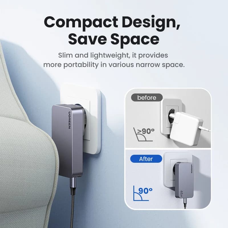 65W GaN USB-C-oplader med Quick Charge 4.0