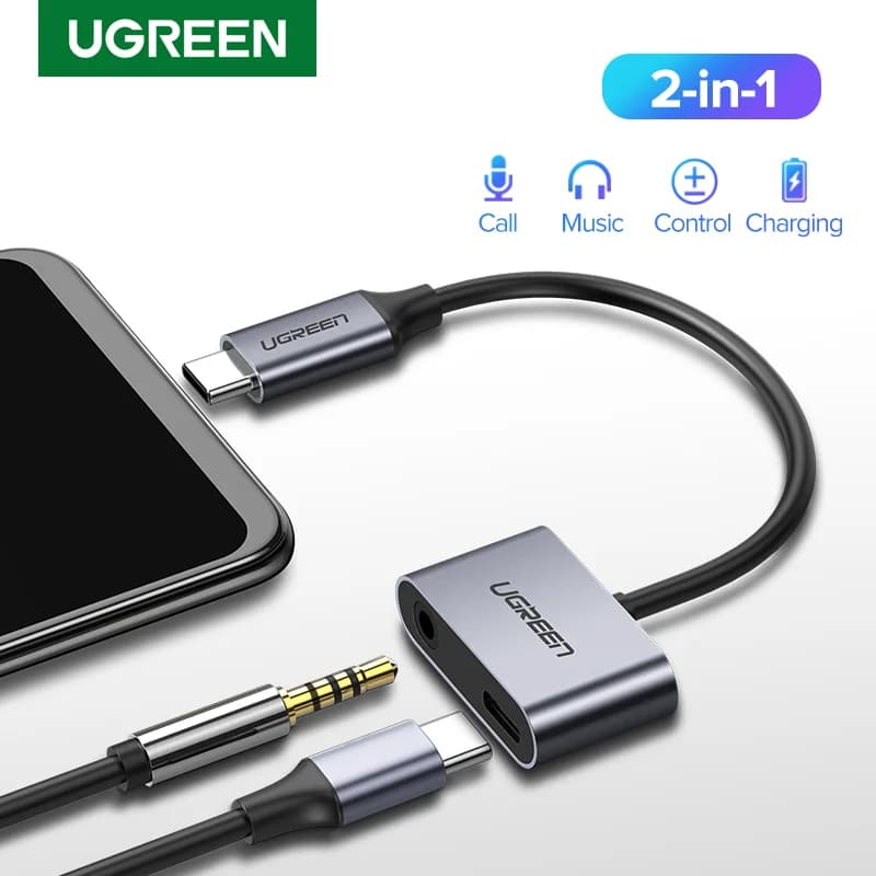 USB-C til 3,5mm AUX lydkabel adapter