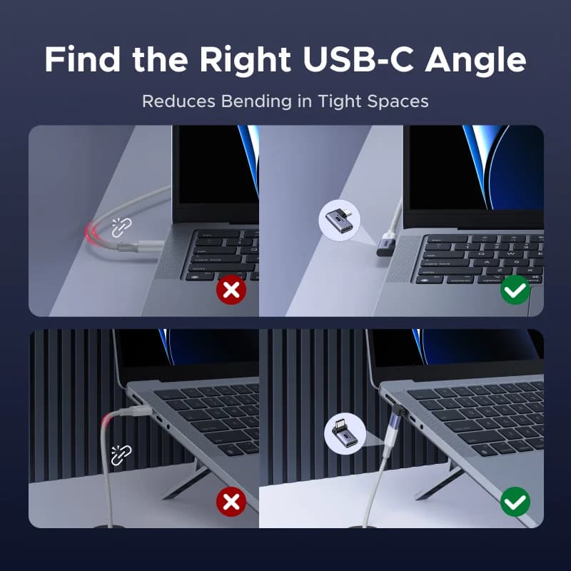 2-pak vinkel USB-C til USB-C-adapter