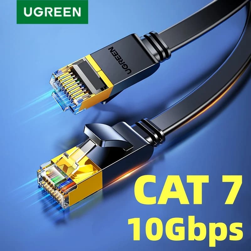 Cat 7 fladt Ethernet-kabel, 10Gbps STP LAN-ledning